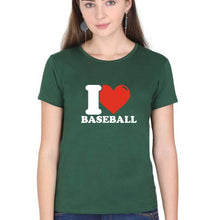 Load image into Gallery viewer, I Love Baseball T-Shirt for Women-Dark Green-Ektarfa.online
