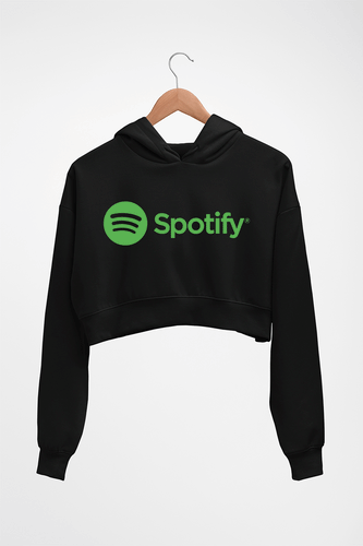 Spotify Crop HOODIE FOR WOMEN-Black-Ektarfa.online
