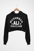 Load image into Gallery viewer, Muhammad Ali Crop HOODIE FOR WOMEN-Black-Ektarfa.online
