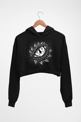 house of the dragon (dracarys) Crop HOODIE FOR WOMEN-Black-Ektarfa.online
