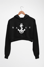 Load image into Gallery viewer, NAvy Army Crop HOODIE FOR WOMEN-Black-Ektarfa.online
