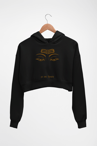 Mahakal Mahadev Bholenath Shiva Shivji Crop HOODIE FOR WOMEN-Black-Ektarfa.online