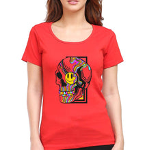Load image into Gallery viewer, Trippy Psychedelic Skull Emoji T-Shirt for Women-Red-Ektarfa.online
