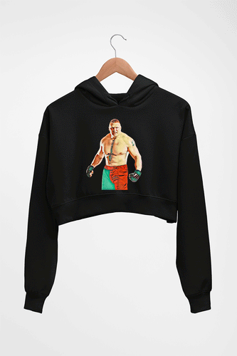 Brock Lesnar (WWE) Crop HOODIE FOR WOMEN-Black-Ektarfa.online