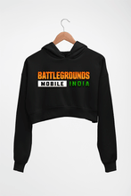 Load image into Gallery viewer, Battlegrounds Mobile India (BGMI) Crop HOODIE FOR WOMEN-Black-Ektarfa.online
