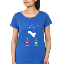 Load image into Gallery viewer, Ladakh Calling T-Shirt for Women-Royal Blue-Ektarfa.online
