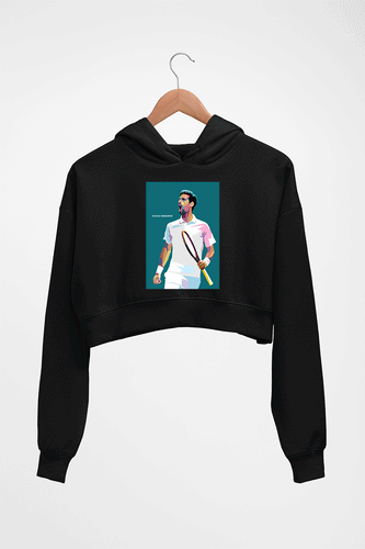 Novak Djokovic Tennis Crop HOODIE FOR WOMEN-Black-Ektarfa.online