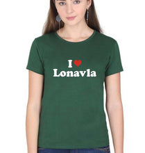 Load image into Gallery viewer, I Love Lonavla T-Shirt for Women-Dark Green-Ektarfa.online
