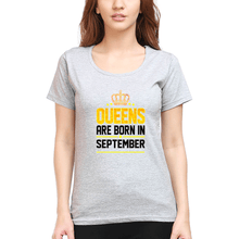 Load image into Gallery viewer, Queens Are Born In September T-Shirt for Women-Grey Melange-Ektarfa.online
