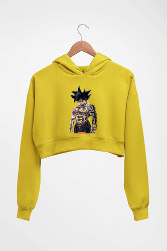 Goku Crop HOODIE FOR WOMEN-Mustard Yellow-Ektarfa.online