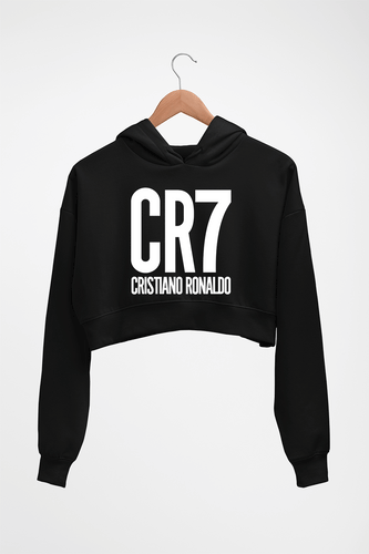 Cristiano Ronaldo CR7 Crop HOODIE FOR WOMEN-Black-Ektarfa.online