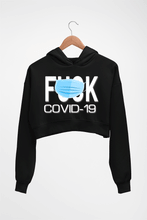 Load image into Gallery viewer, Covid 19 Crop HOODIE FOR WOMEN-Black-Ektarfa.online
