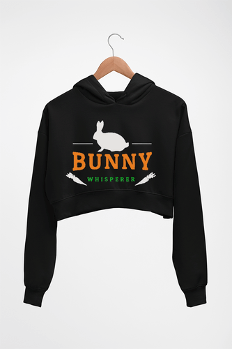 Rabbit Bunny Crop HOODIE FOR WOMEN-Black-Ektarfa.online