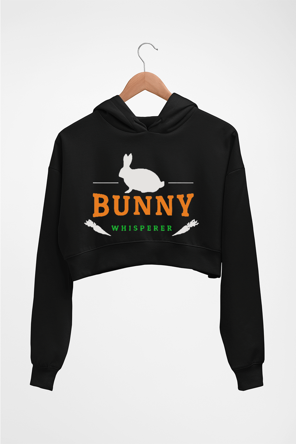 Rabbit Bunny Crop HOODIE FOR WOMEN-Black-Ektarfa.online