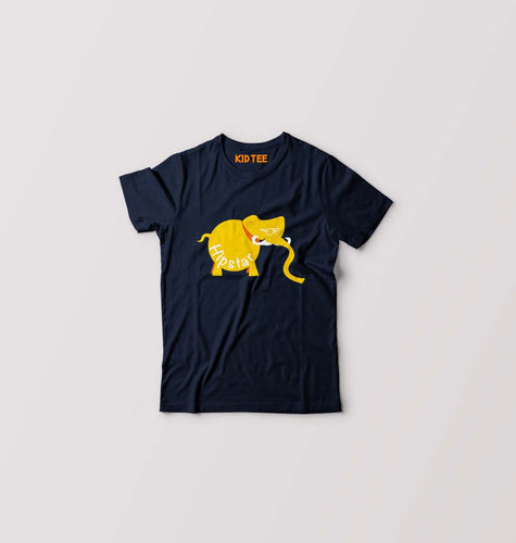 Hipster Elephant Kids T-Shirt for Boy/Girl-Navy Blue-Ektarfa.online