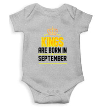 Load image into Gallery viewer, Kings Are Born In September Kids Romper For Baby Boy/Girl-0-5 Months(18 Inches)-Grey-Ektarfa.online
