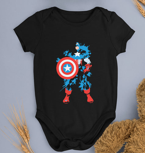 Captain America Superhero Kids Romper For Baby Boy/Girl-Black-Ektarfa.online