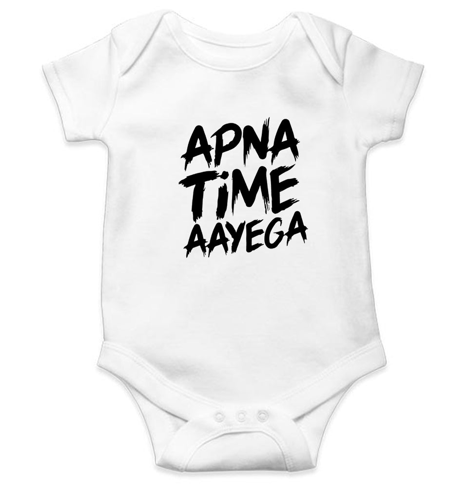 Apna Time Aayega Kids Romper For Baby Boy/Girl-0-5 Months(18 Inches)-White-Ektarfa.online