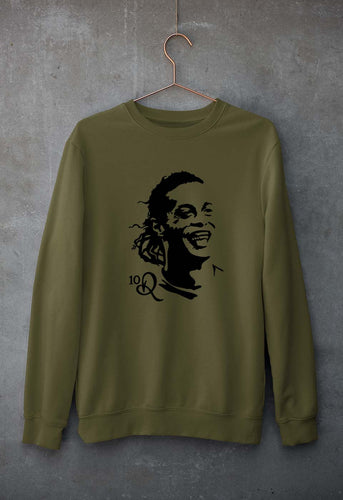 Ronaldinho Unisex Sweatshirt for Men/Women-S(40 Inches)-Olive Green-Ektarfa.online