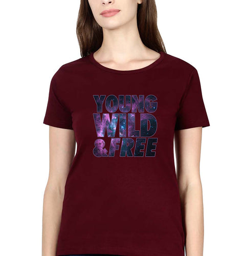 Young Wild Free T-Shirt for Women-Maroon-Ektarfa.online
