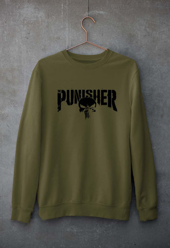 Punisher Unisex Sweatshirt for Men/Women-S(40 Inches)-Olive Green-Ektarfa.online