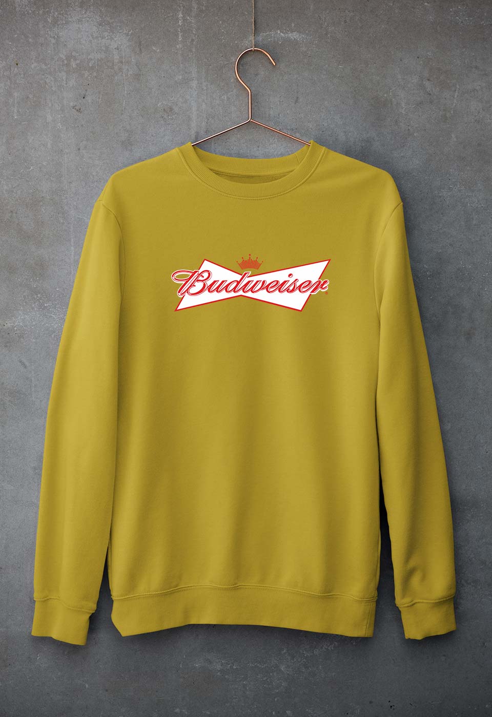 Budweiser Unisex Sweatshirt for Men/Women-Mustard Yellow-Ektarfa.online