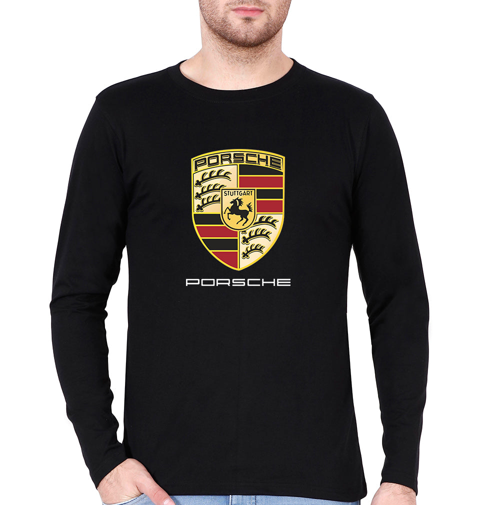 Porsche Logo Full Sleeves T-Shirt for Men-Black-Ektarfa.online