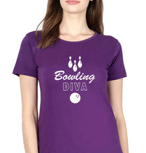 Load image into Gallery viewer, Bowling Diva T-Shirt for Women-Purple-Ektarfa.online
