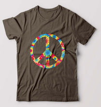 Load image into Gallery viewer, Trippy Psychedelic Peace T-Shirt for Men-Olive Green-Ektarfa.online
