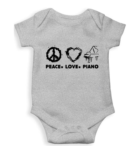 Peace Love Piano Kids Romper For Baby Boy/Girl-Grey-Ektarfa.online