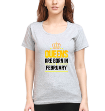 Load image into Gallery viewer, Queens Are Born In February T-Shirt for Women-Grey Melange-Ektarfa.online
