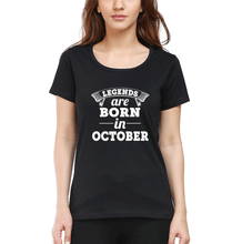 Load image into Gallery viewer, Legends are Born in October T-Shirt for Women-Black-Ektarfa.online
