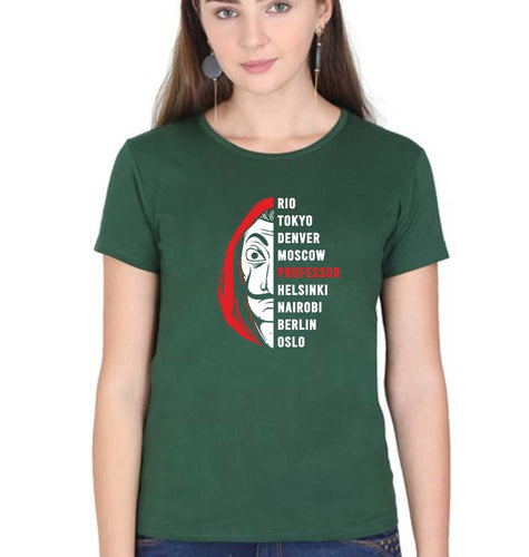 Money Heist T-Shirt for Women-Dark Green-Ektarfa.online