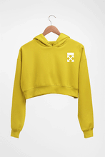 Load image into Gallery viewer, off White logo Crop HOODIE FOR WOMEN-Mustard Yellow-Ektarfa.online
