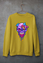 Load image into Gallery viewer, Trippy Psychedelic Skull Unisex Sweatshirt for Men/Women-Mustard yellow-Ektarfa.online
