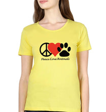 Load image into Gallery viewer, Peace Love Animals T-Shirt for Women-Ektarfa.online
