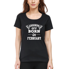 Load image into Gallery viewer, Legends are Born in February T-Shirt for Women-Black-Ektarfa.online
