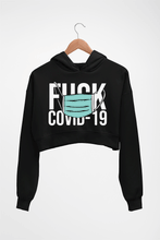 Load image into Gallery viewer, Fuck Covid Crop HOODIE FOR WOMEN-Black-Ektarfa.online
