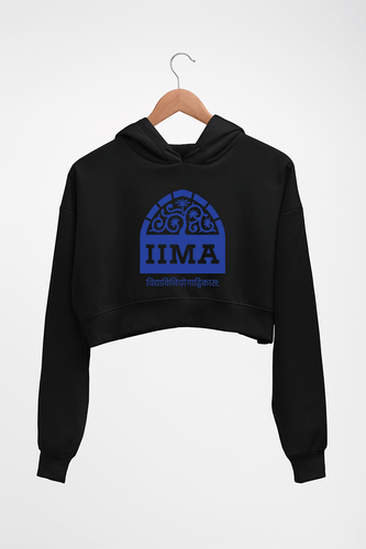 IIMA Ahmedabad Crop HOODIE FOR WOMEN-Black-Ektarfa.online
