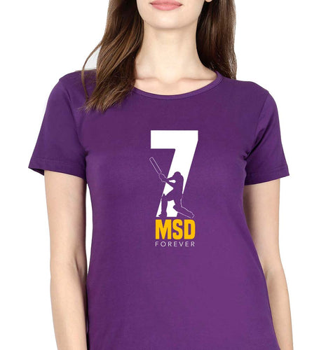 MS Dhoni (MSD) T-Shirt for Women-Purple-Ektarfa.online