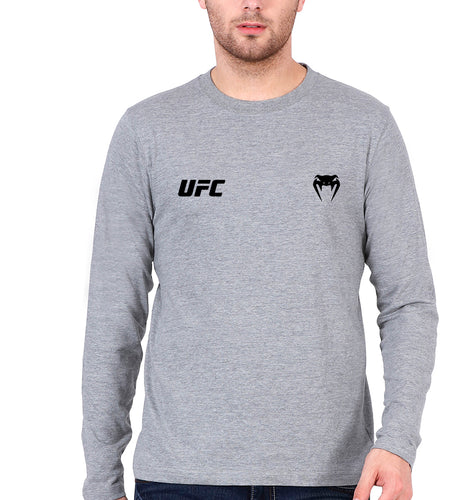 UFC Venum Full Sleeves T-Shirt for Men-Grey Melange-Ektarfa.online