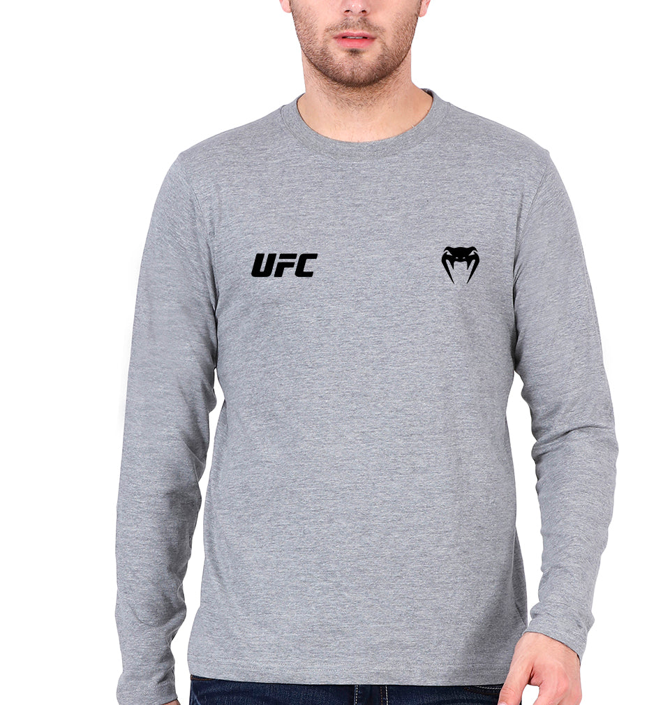 UFC Venum Full Sleeves T-Shirt for Men-Grey Melange-Ektarfa.online