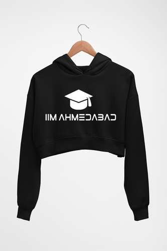 IIM A Ahmedabad Crop HOODIE FOR WOMEN-Black-Ektarfa.online