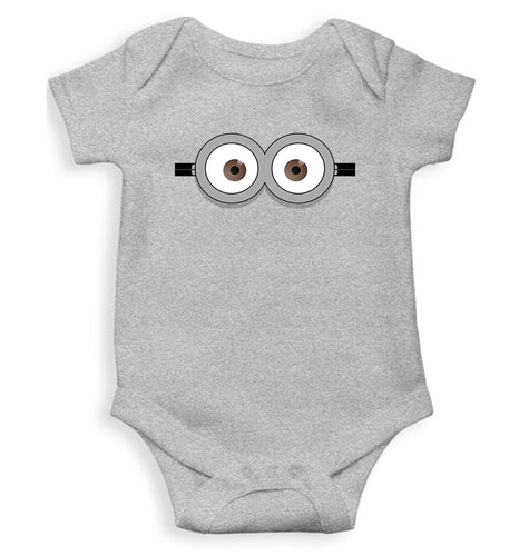 Minion Pop Eyes Kids Romper For Baby Boy/Girl-0-5 Months(18 Inches)-Grey-Ektarfa.online