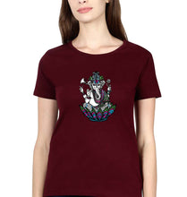 Load image into Gallery viewer, Psychedelic Ganesha T-Shirt for Women-Maroon-Ektarfa.online
