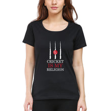 Load image into Gallery viewer, Cricket Is My Religion T-Shirt for Women-Black-Ektarfa.online
