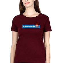 Load image into Gallery viewer, Bank of India T-Shirt for Women-Maroon-Ektarfa.online
