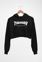 Load image into Gallery viewer, Thrasher Magazine Crop HOODIE FOR WOMEN-Black-Ektarfa.online
