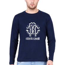 Load image into Gallery viewer, Roberto Cavalli Full Sleeves T-Shirt for Men-Navy Blue-Ektarfa.online
