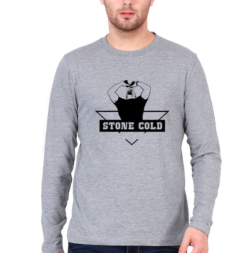 Stone Cold Steve Austin (WWE) Full Sleeves T-Shirt for Men-Grey Melange-Ektarfa.online